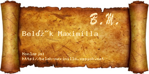 Belák Maximilla névjegykártya
